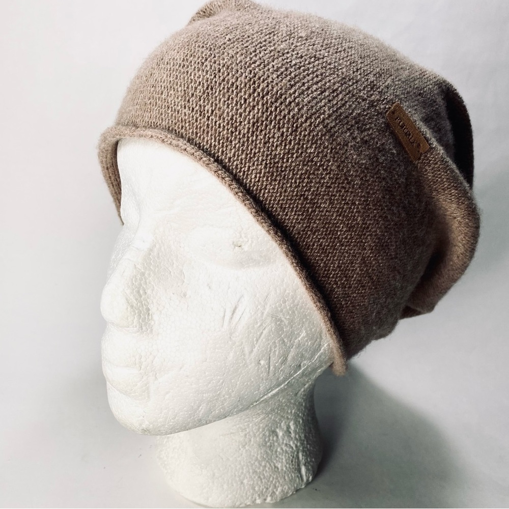 Furtalk Tan Knit Wool Cashmere Blend Slouchy Beanie - Picture 3 of 12